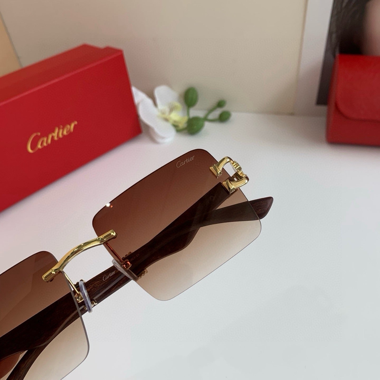 Cartier Square Red Lens Sunglasses for Men & Women