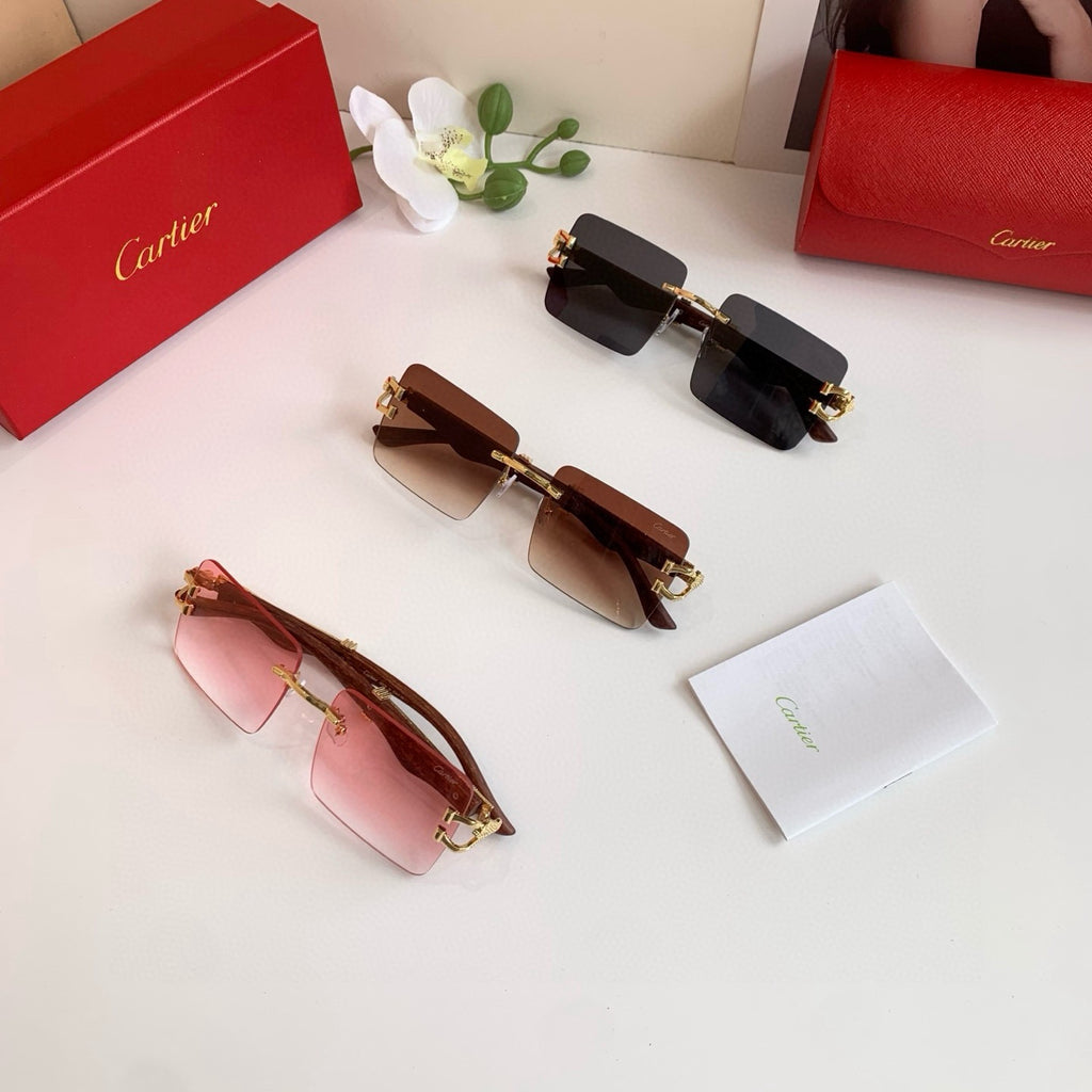 Cartier Square Red Lens Sunglasses for Men & Women - detail image 4