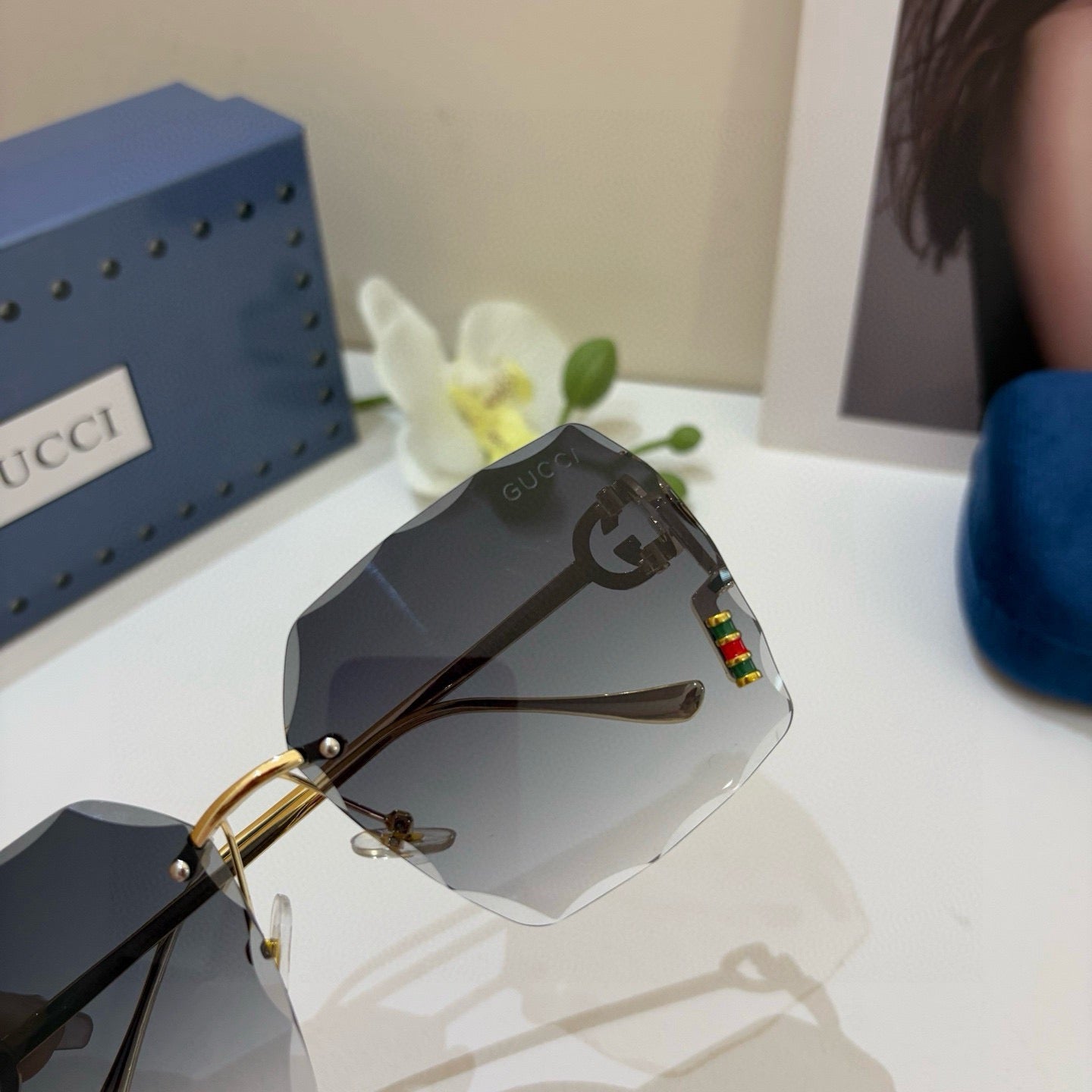 Gucci Polarized Square Black Lens Sunglasses for Men & Women - 486431 - detail image 2