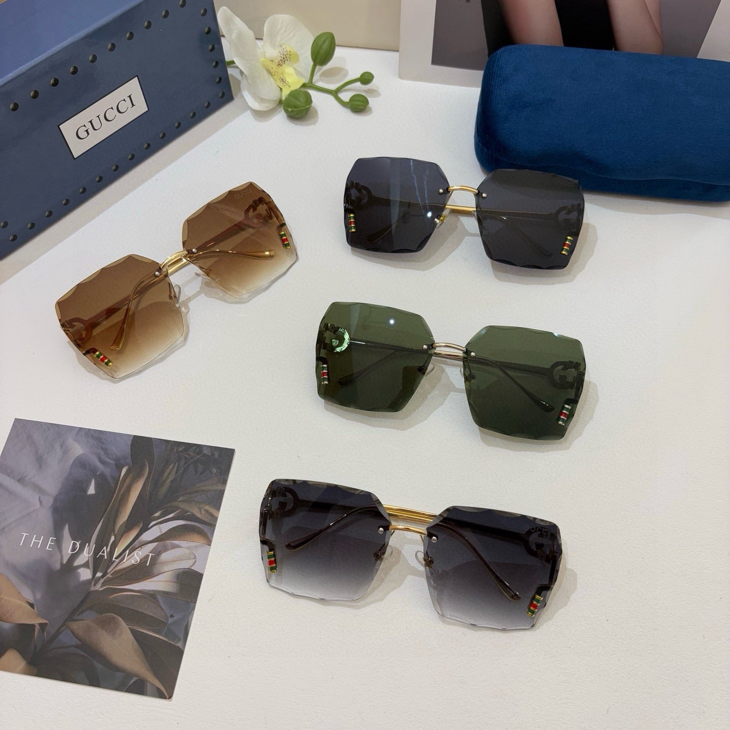 Gucci Polarized Square Black Lens Sunglasses for Men & Women - 486431 - detail image 3