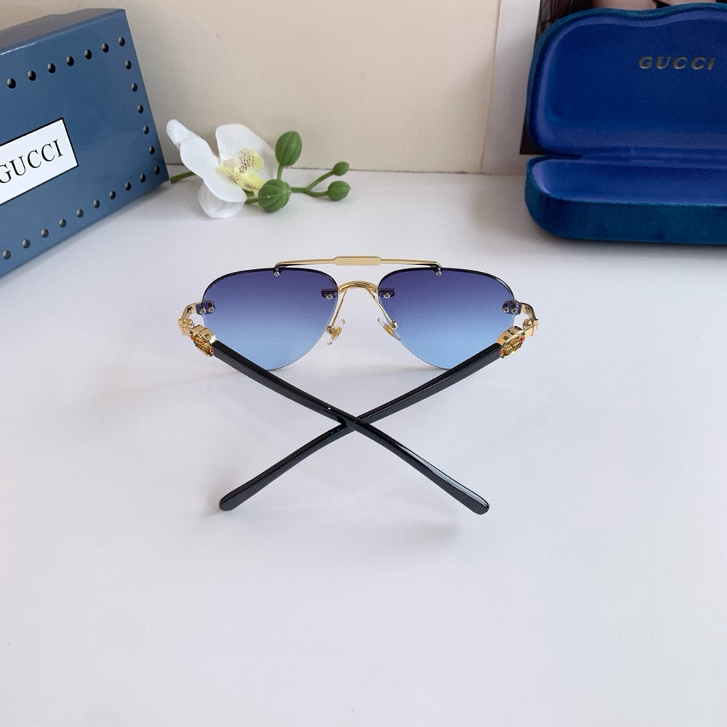 Gucci Metal Aviator Blue Lens Sunglasses for Men & Women - 486434 - detail image 4