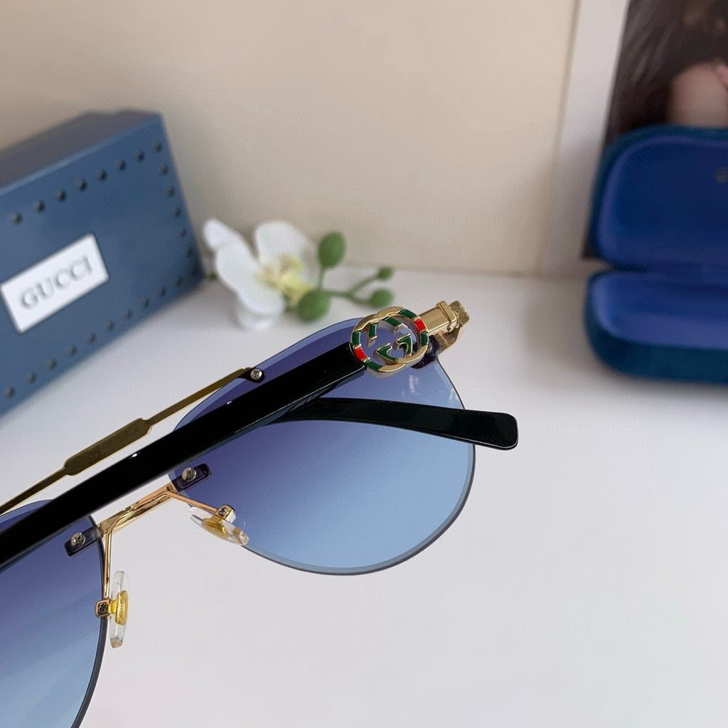 Gucci Metal Aviator Blue Lens Sunglasses for Men & Women - 486434 - detail image 3