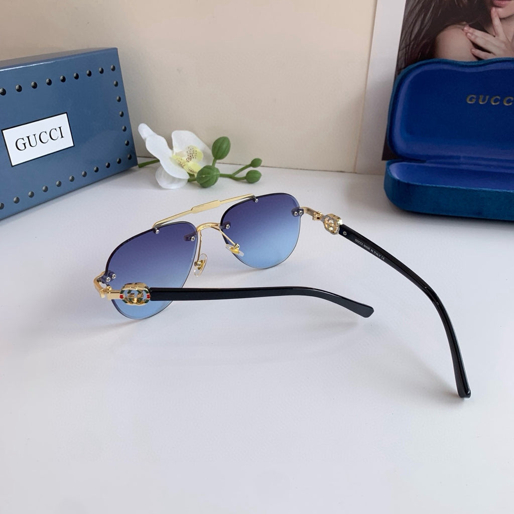 Gucci Metal Aviator Blue Lens Sunglasses for Men & Women - 486434 - detail image 2