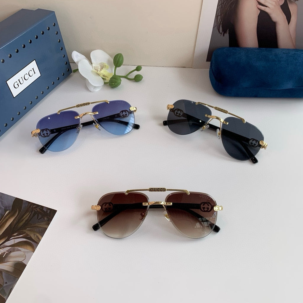 Gucci Metal Aviator Blue Lens Sunglasses for Men & Women - detail image 5
