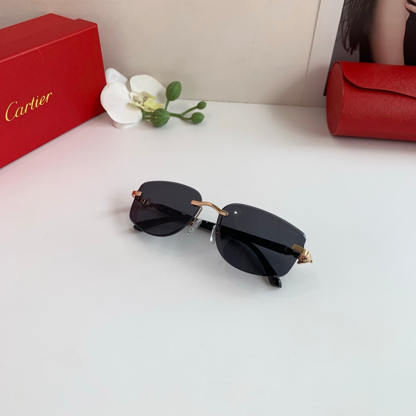 Cartier Square Black Lens Sunglasses for Men & Women