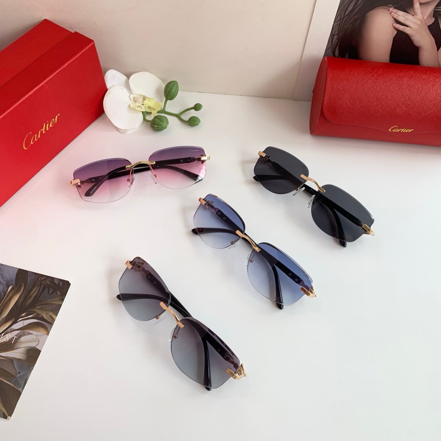 Cartier Square Black Lens Sunglasses for Men & Women - 415944 - detail image 9