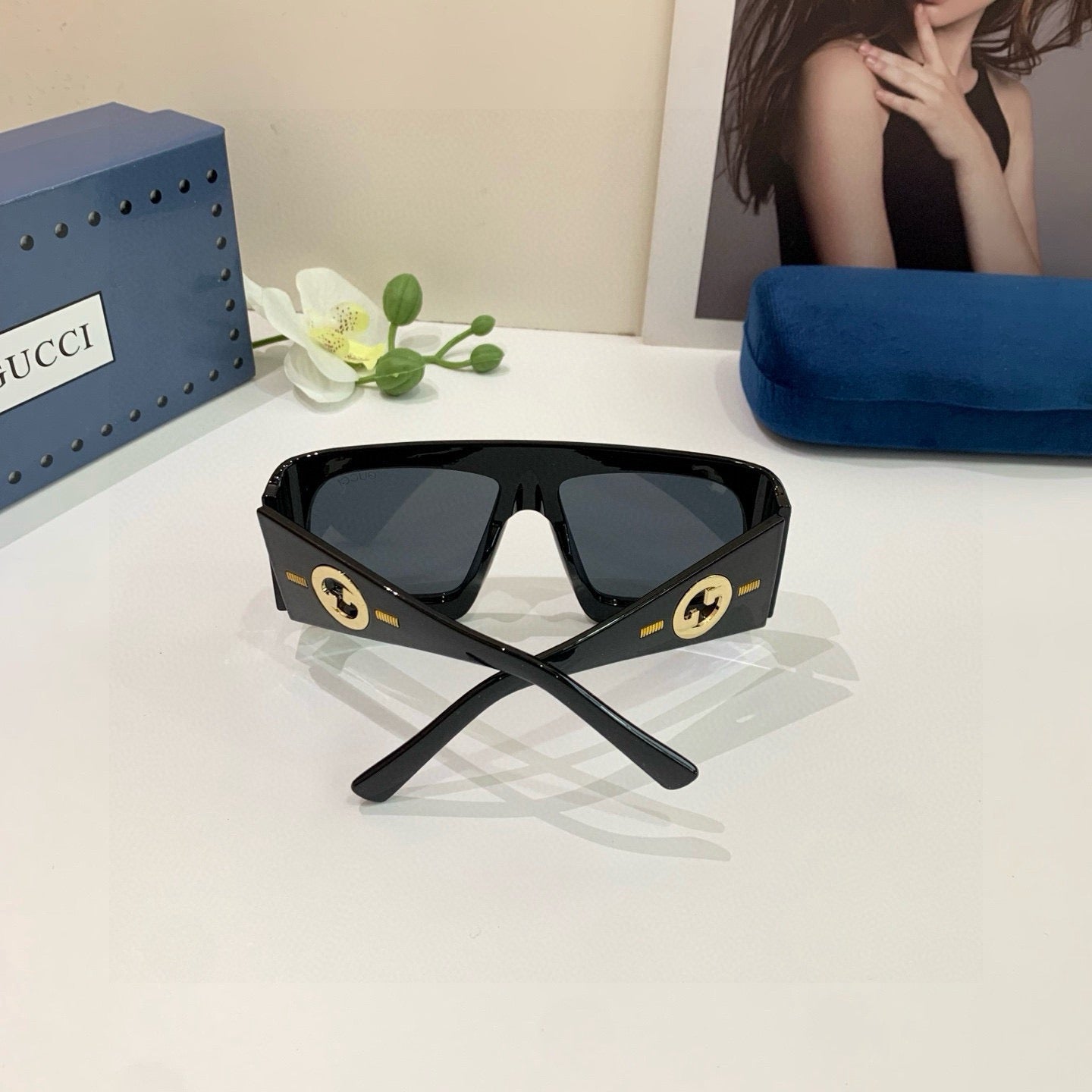 Gucci Polarized Square Black Lens Sunglasses for Men & Women - 486436 - detail image 3