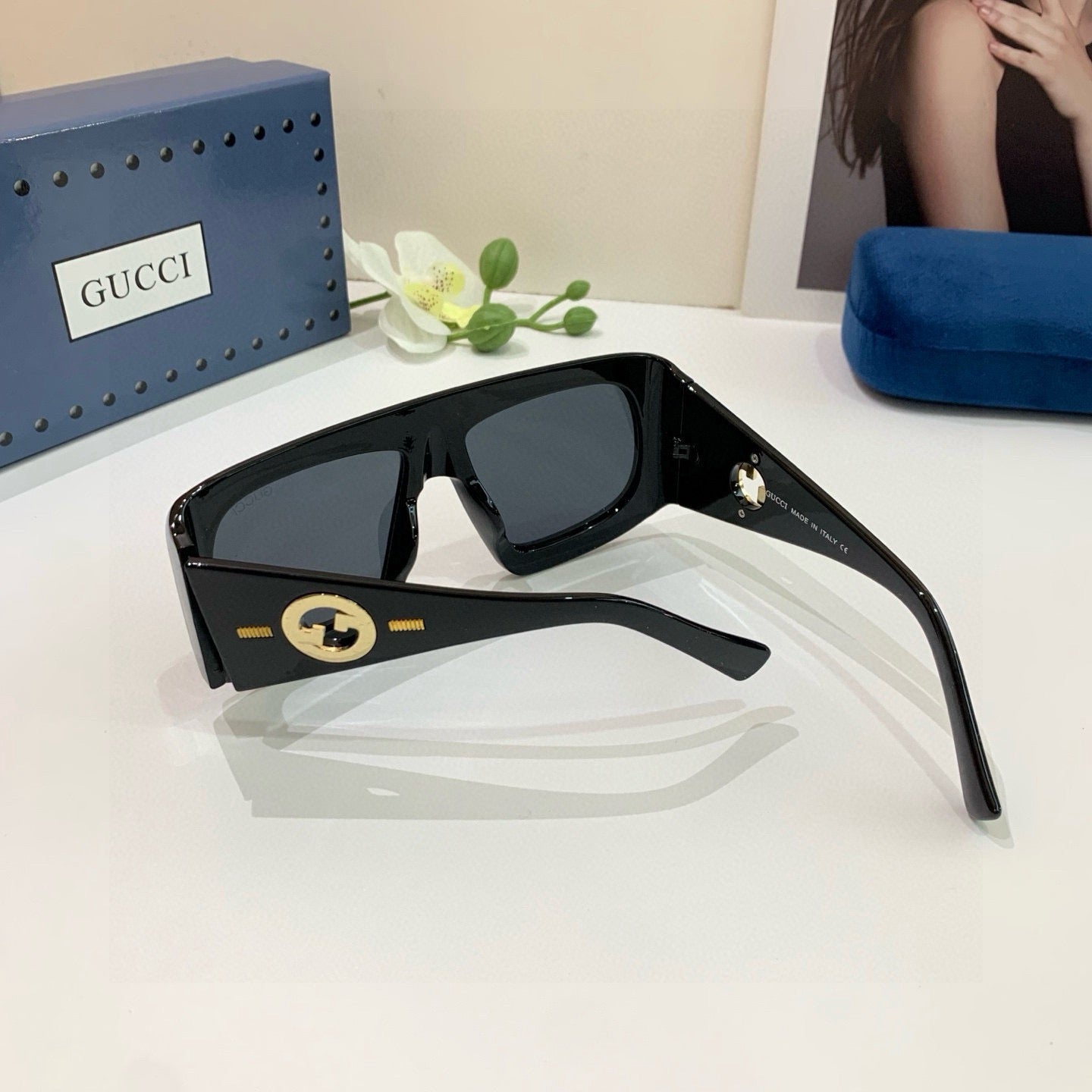 Gucci Polarized Square Black Lens Sunglasses for Men & Women - 486436 - detail image 2
