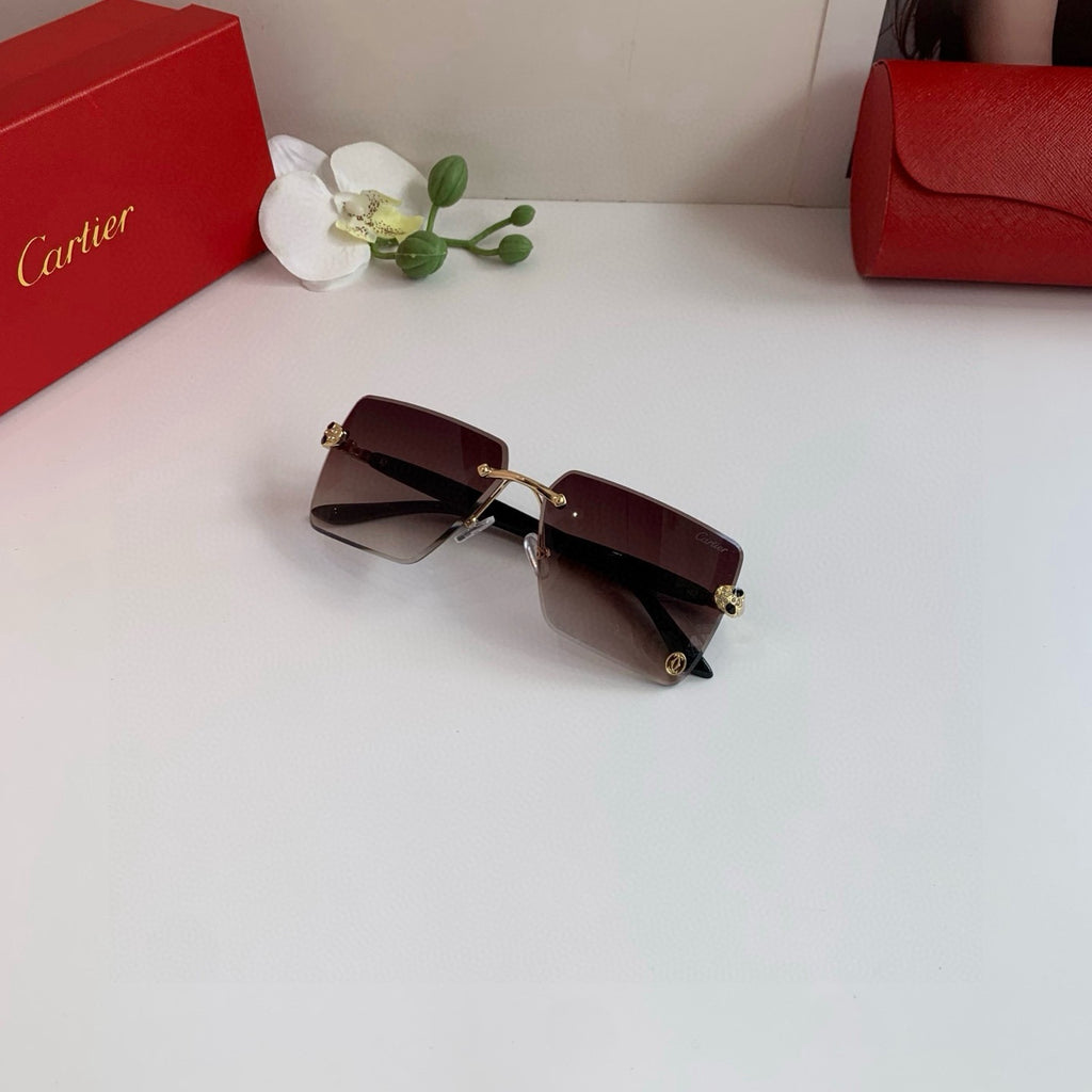 Cartier Lightweight Rimless Red Lens Sunglasses for Men & Women - 415970