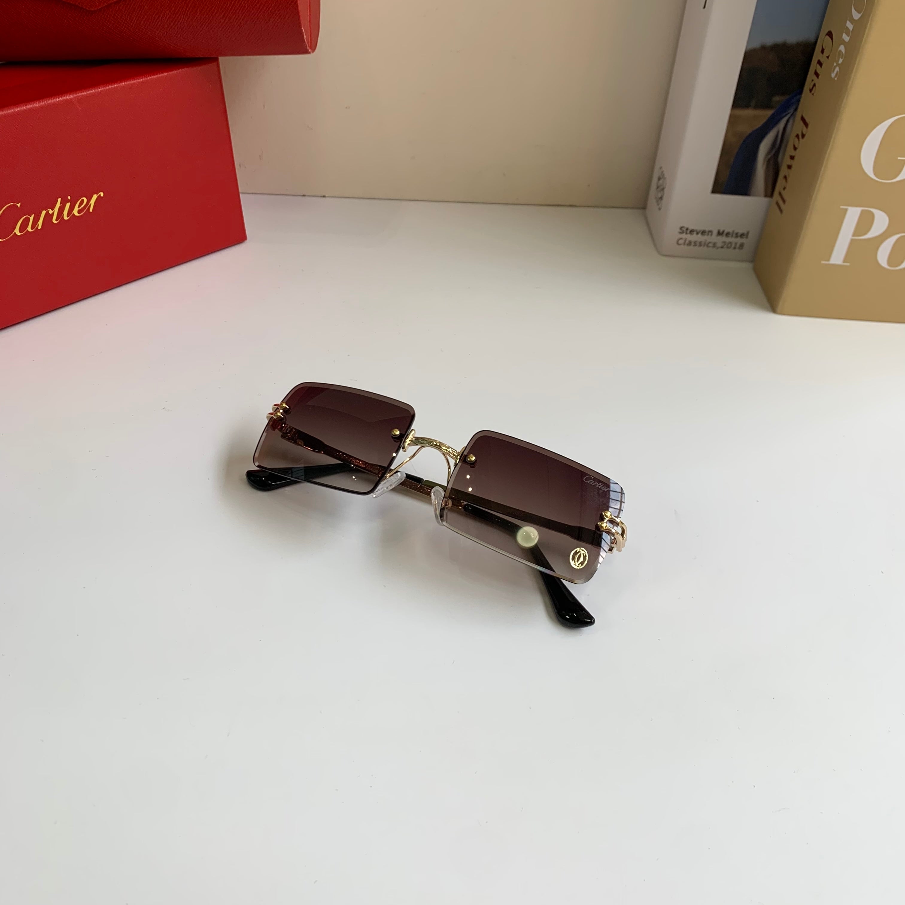 Cartier Square Red Lens Sunglasses for Men & Women - 415875 - detail image 4
