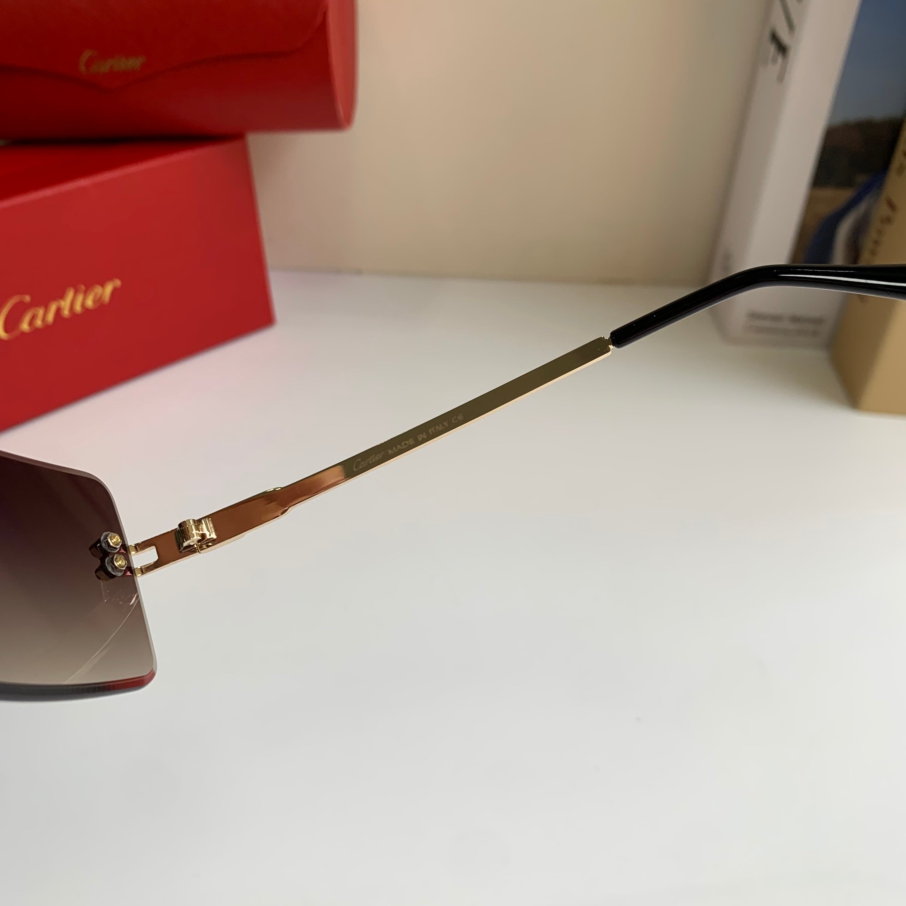 Cartier Square Red Lens Sunglasses for Men & Women - 415875 - detail image 7