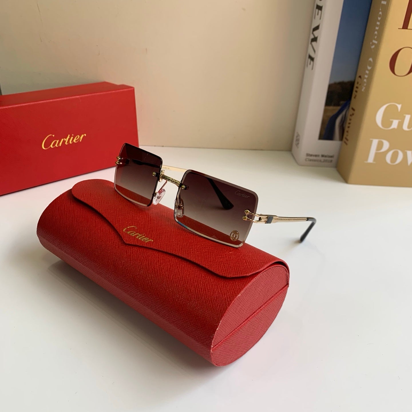 Cartier Square Red Lens Sunglasses for Men & Women - 415875 - detail image 5