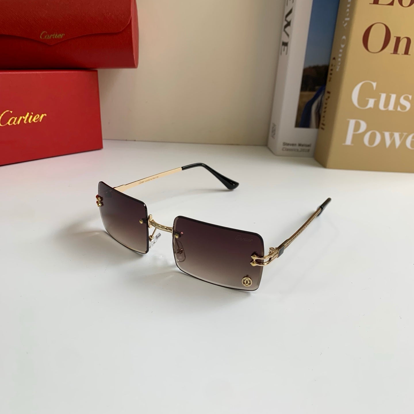 Cartier Square Red Lens Sunglasses for Men & Women - 415875 - detail image 2