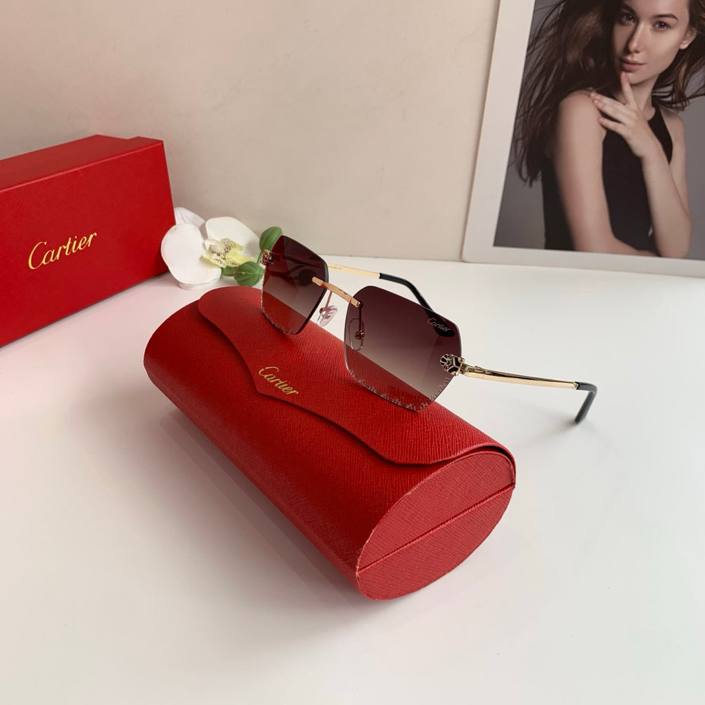 Cartier Lightweight Rimless Red Lens Sunglasses for Men & Women - 415876 - detail image 2
