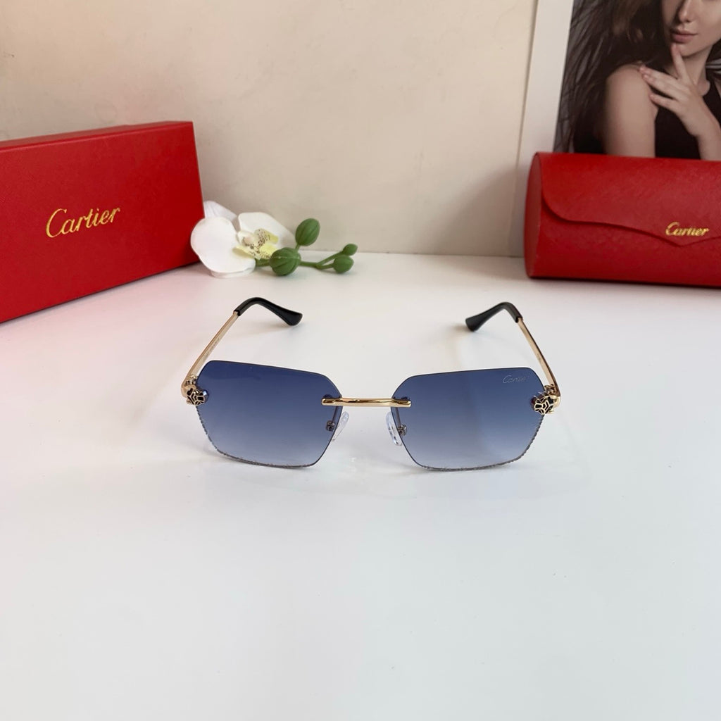 Cartier Lightweight Rimless Blue Lens Sunglasses for Men & Women - 415877 - detail image 2