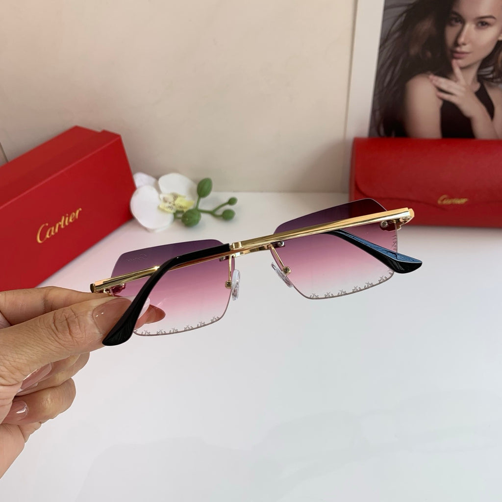 Cartier Lightweight Rimless Purple Lens Sunglasses for Men & Women - 415878 - detail image 6