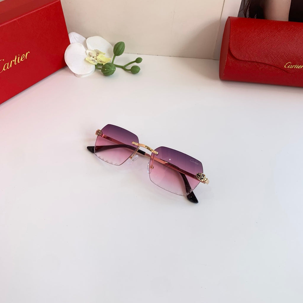 Cartier Lightweight Rimless Purple Lens Sunglasses for Men & Women - 415878