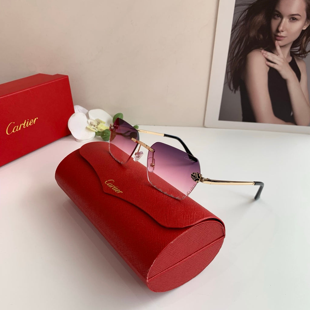 Cartier Lightweight Rimless Purple Lens Sunglasses for Men & Women - 415878 - detail image 3