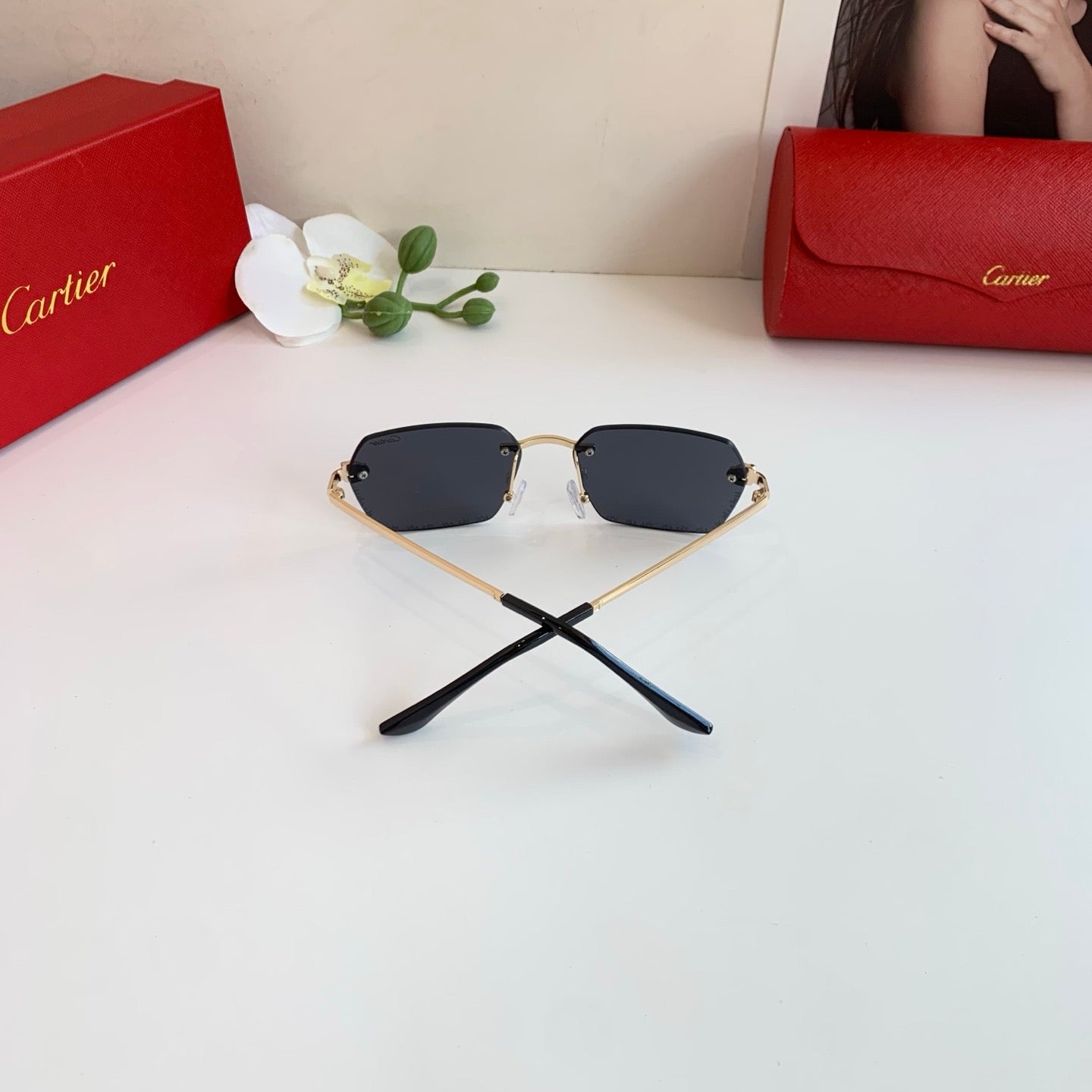 Cartier Lightweight Rimless Silver Lens Sunglasses for Men & Women - 415879 - detail image 6