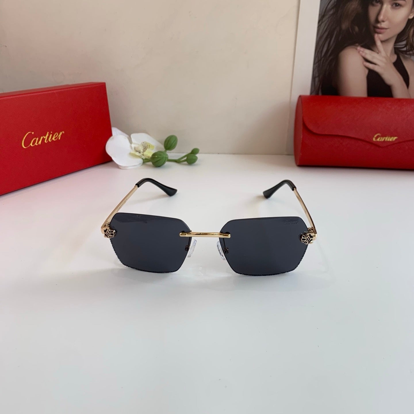 Cartier Lightweight Rimless Silver Lens Sunglasses for Men & Women - 415879 - detail image 2