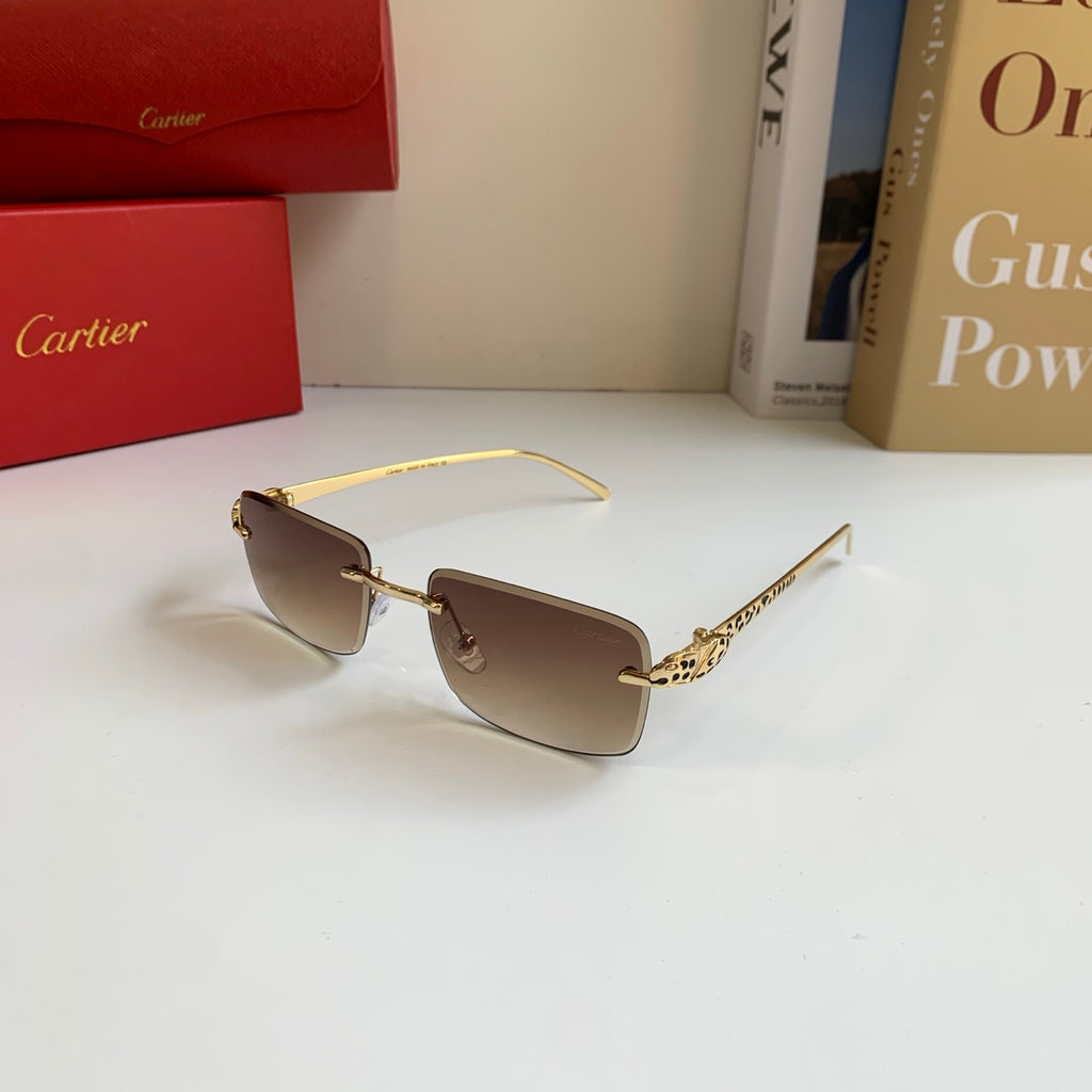 Cartier Lightweight Rimless Brown Lens Sunglasses for Men & Women - 432371 - detail image 2