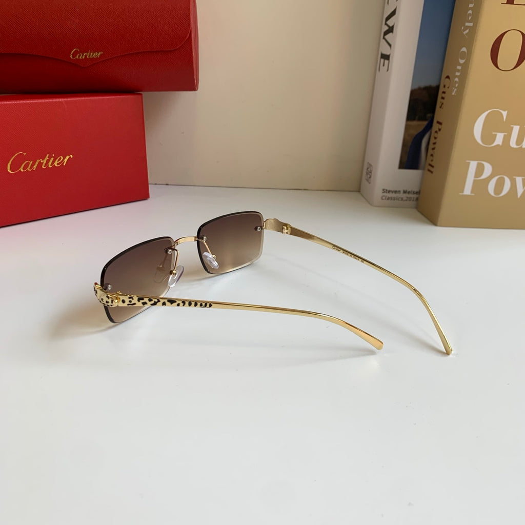 Cartier Lightweight Rimless Brown Lens Sunglasses for Men & Women - 432371 - detail image 7