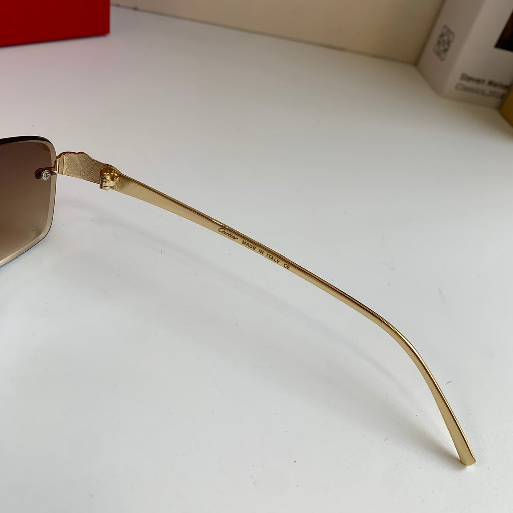 Cartier Lightweight Rimless Brown Lens Sunglasses for Men & Women - 432371 - detail image 6