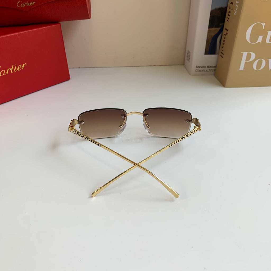 Cartier Lightweight Rimless Brown Lens Sunglasses for Men & Women - 432371 - detail image 8