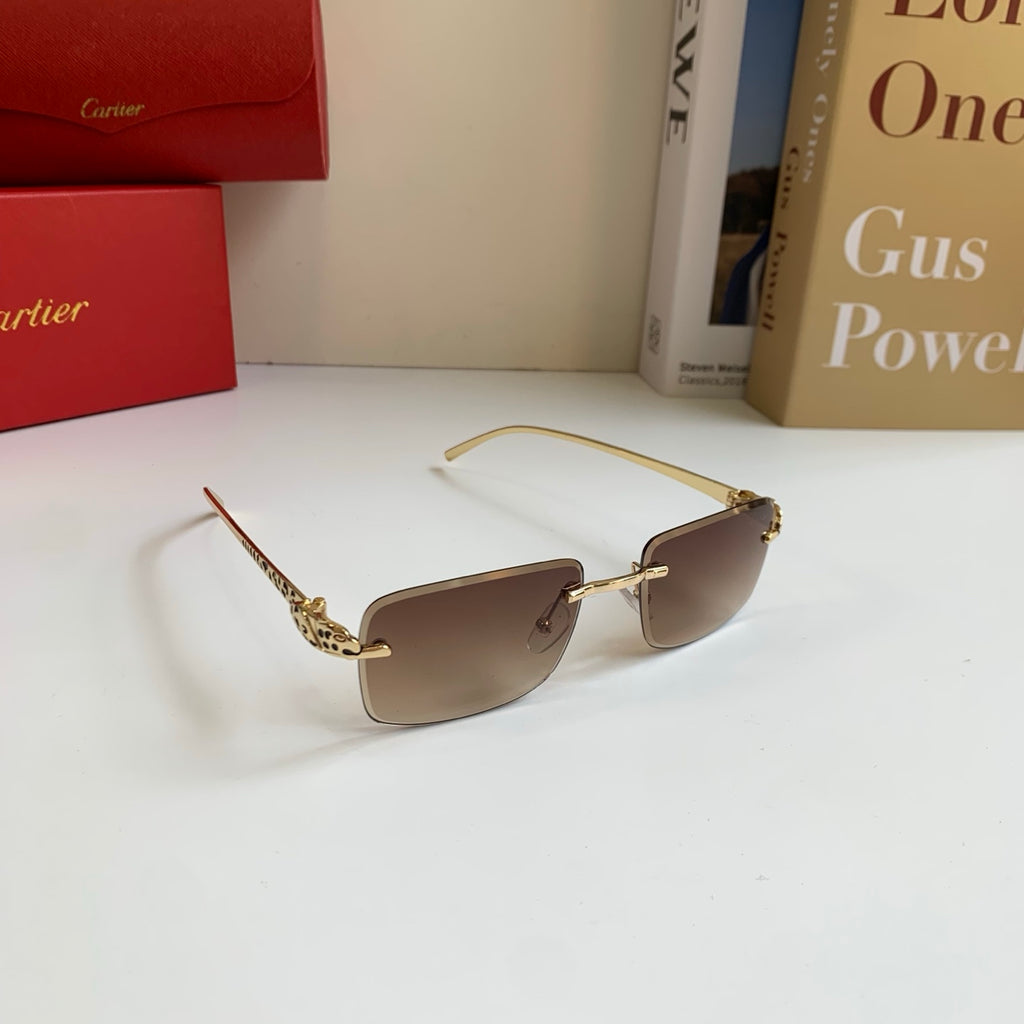 Cartier Lightweight Rimless Brown Lens Sunglasses for Men & Women - 432371