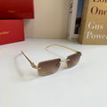 Cartier Lightweight Rimless Brown Lens Sunglasses for Men & Women - 432371