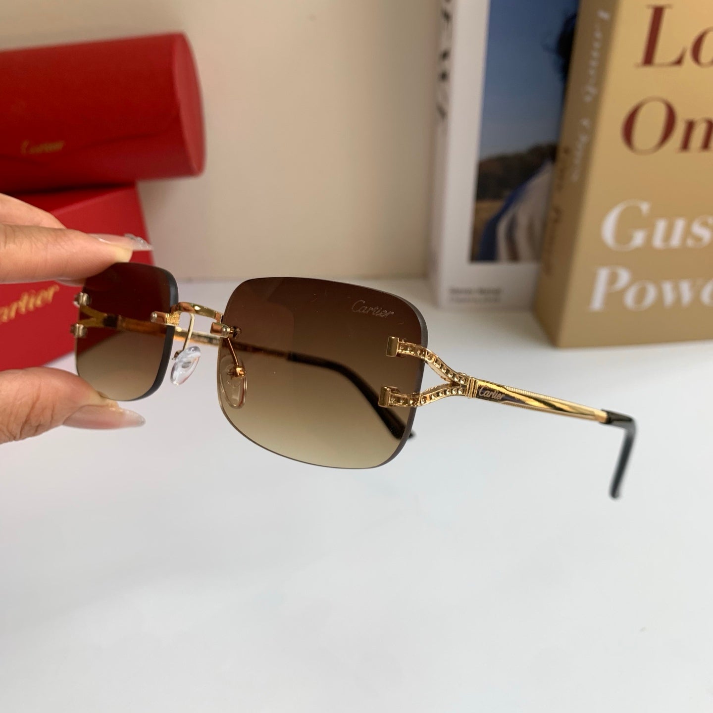 Cartier Square Brown Lens Sunglasses for Men & Women - 432282 - detail image 6