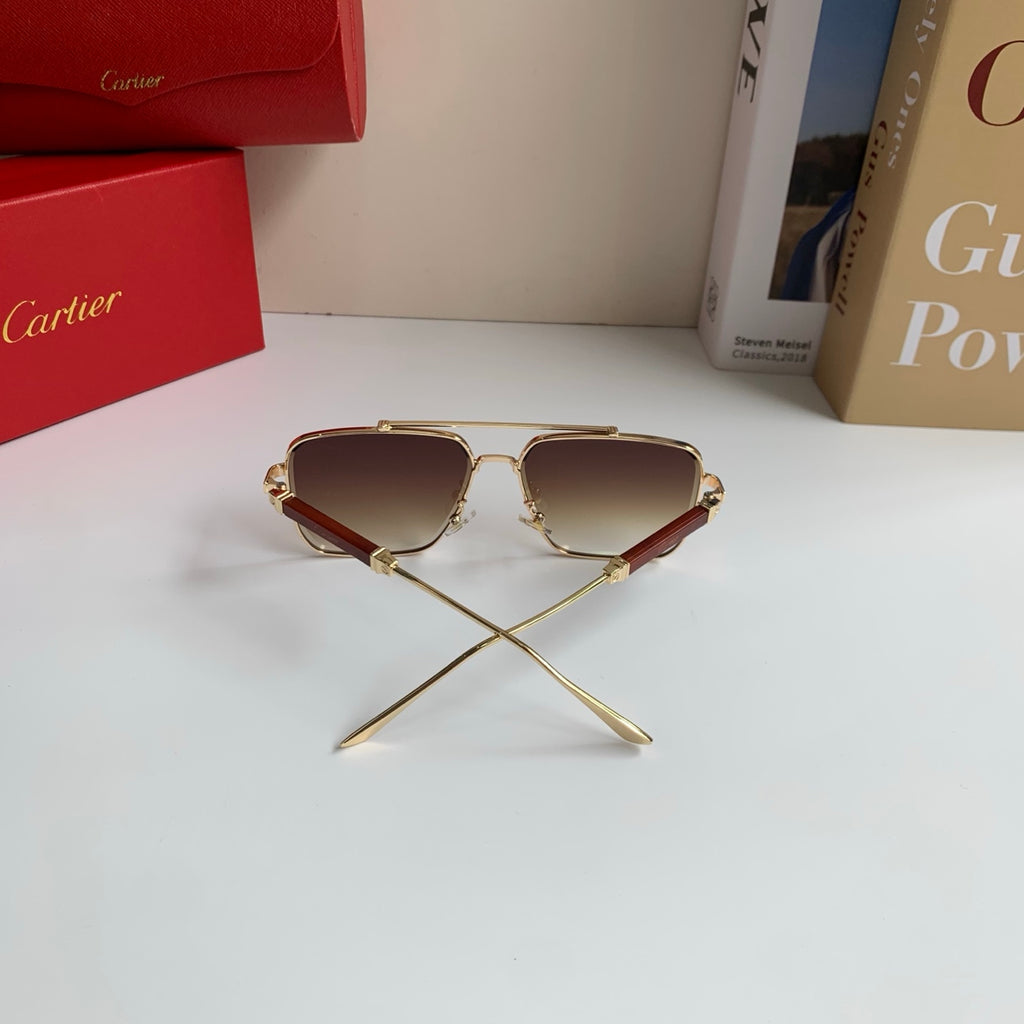 Cartier Metal Fashion Brown Lens Sunglasses for Men & Women - 465886 - detail image 8
