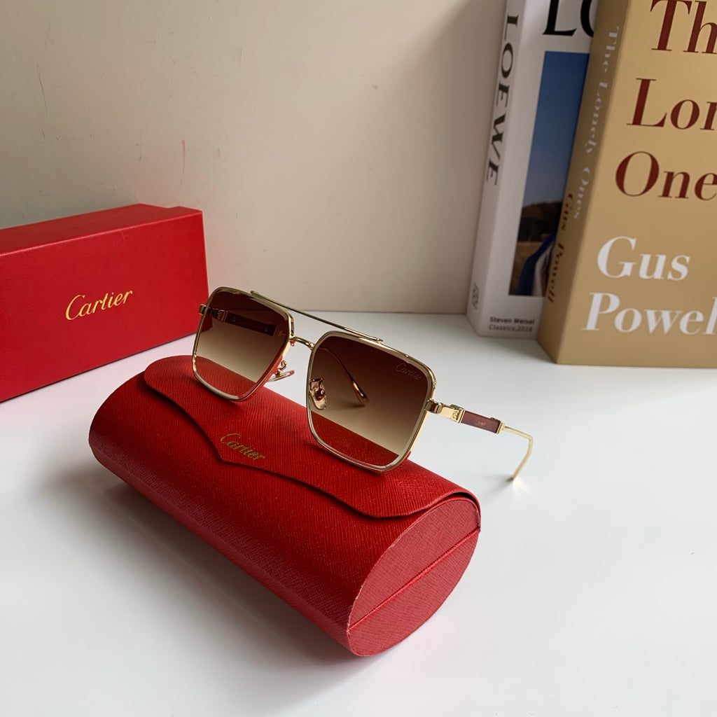 Cartier Metal Fashion Brown Lens Sunglasses for Men & Women - 465886 - detail image 5