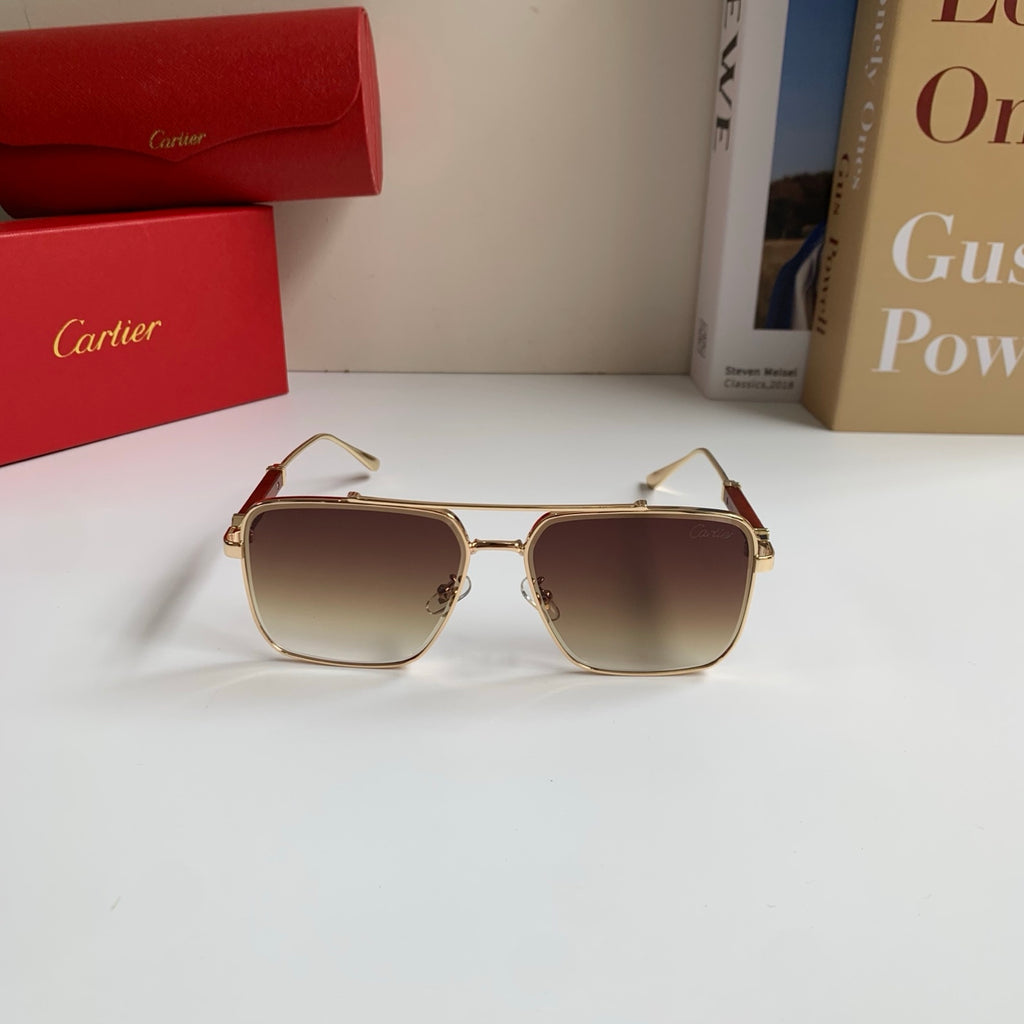 Cartier Metal Fashion Brown Lens Sunglasses for Men & Women - 465886 - detail image 3