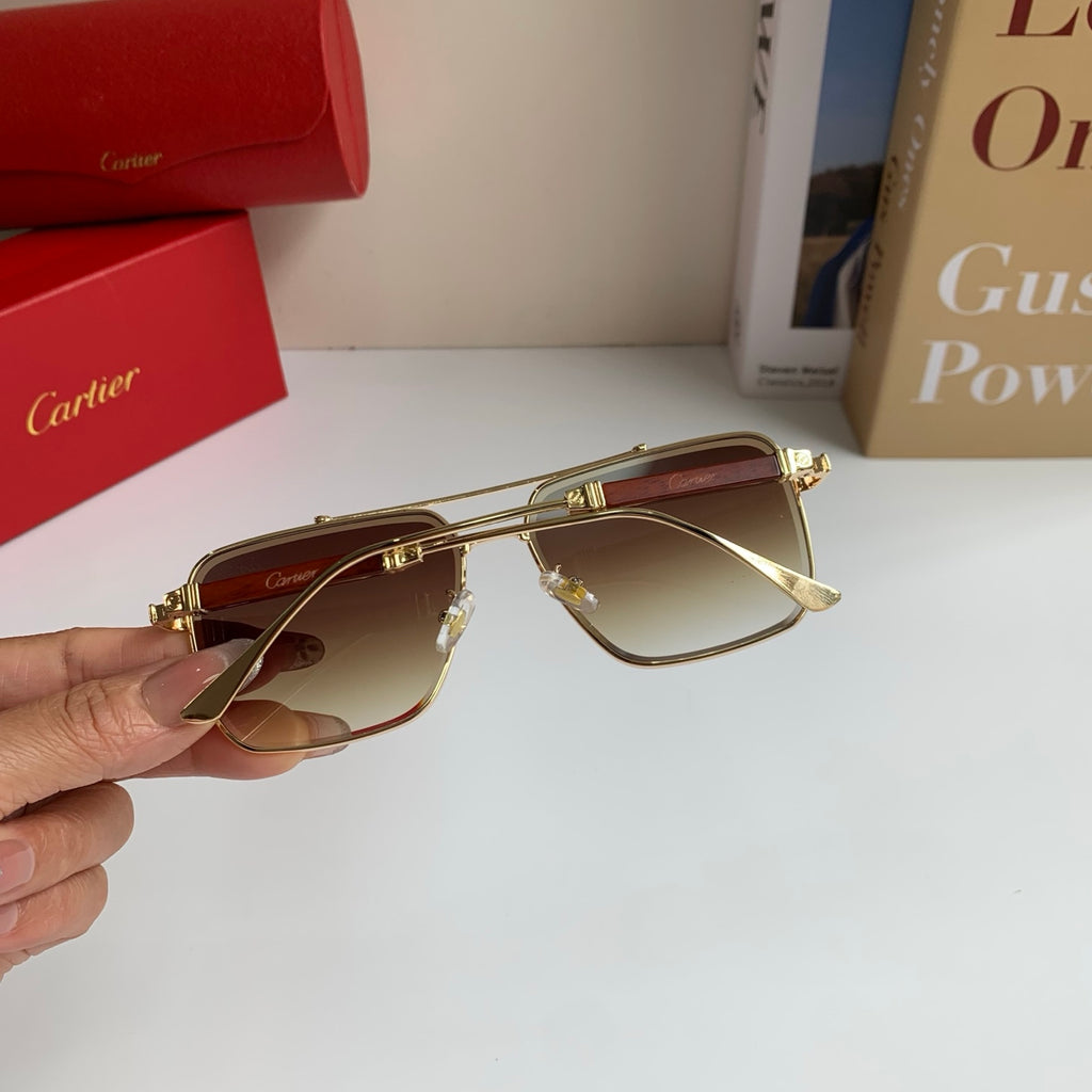Cartier Metal Fashion Brown Lens Sunglasses for Men & Women - 465886 - detail image 6