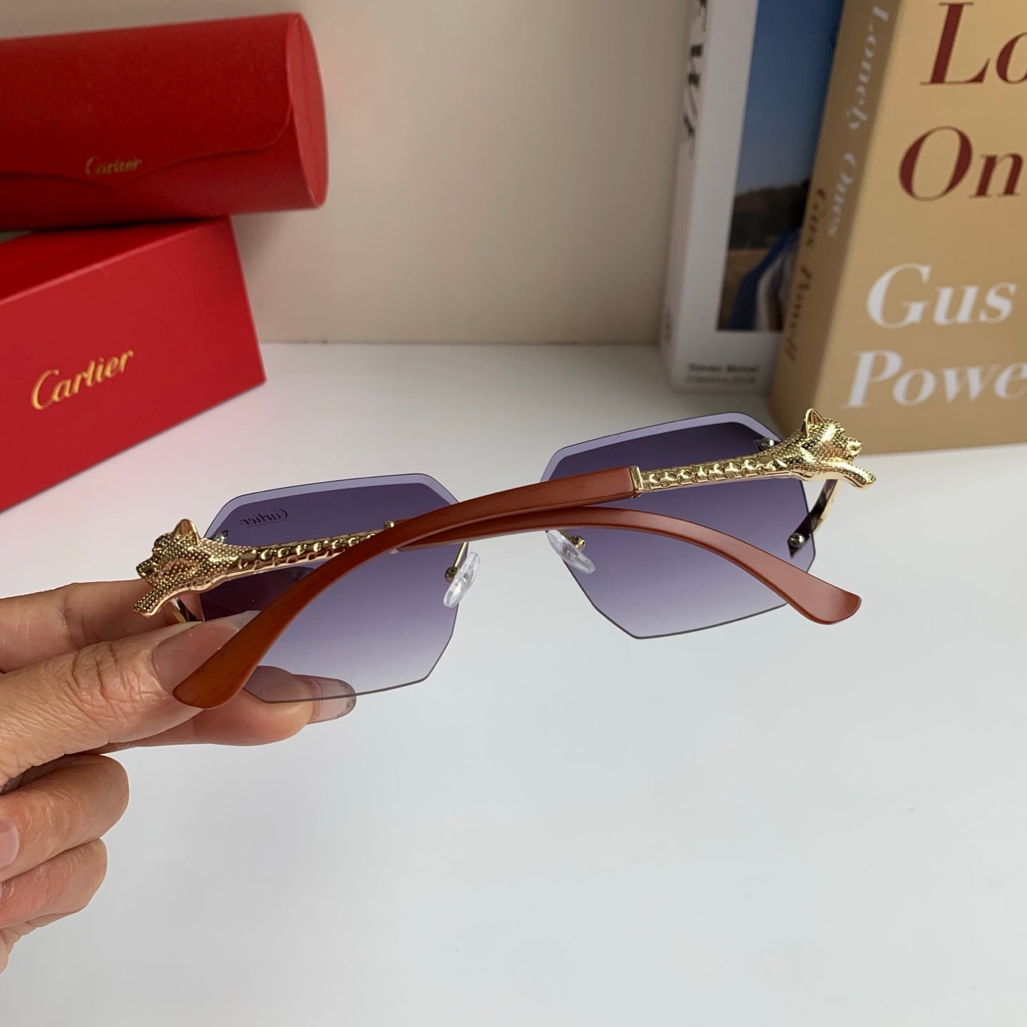 Cartier Metal Fashion Silver Lens Sunglasses for Men & Women - 465775 - detail image 9