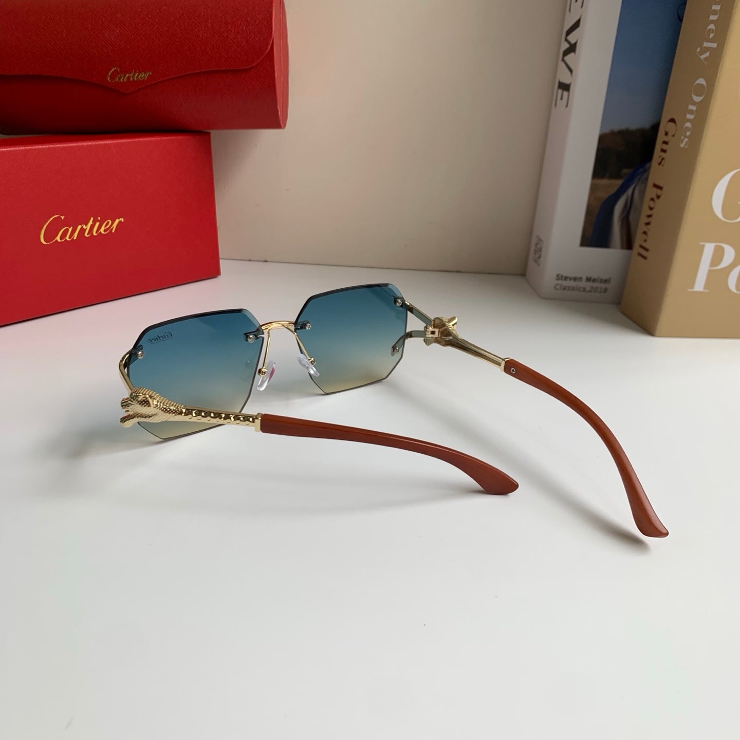 Cartier Metal Fashion Blue Lens Sunglasses for Men & Women - 465776 - detail image 6