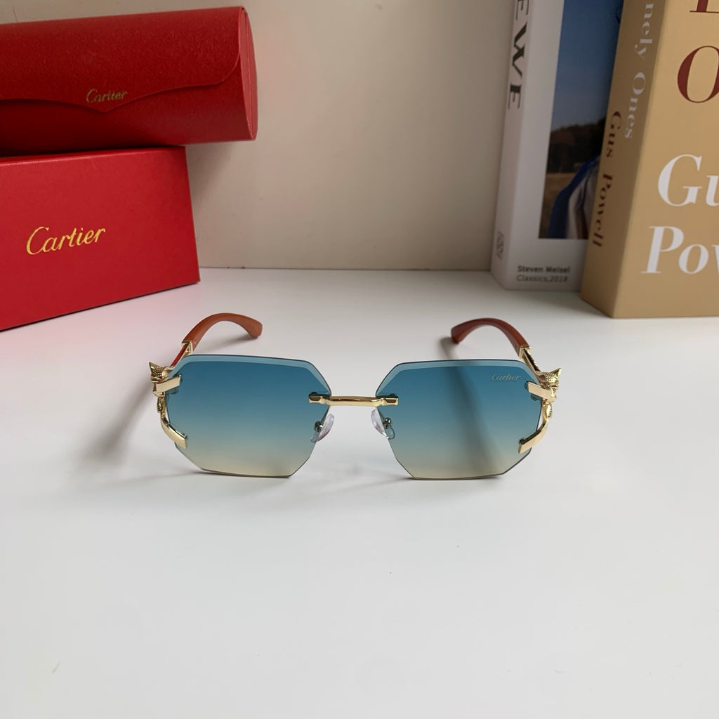 Cartier Metal Fashion Blue Lens Sunglasses for Men & Women - 465776 - detail image 3