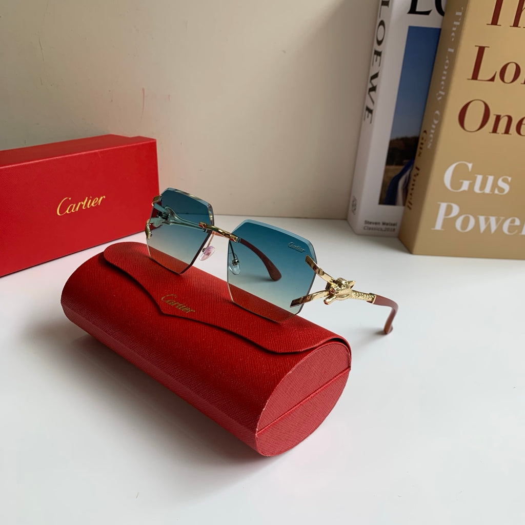 Cartier Metal Fashion Blue Lens Sunglasses for Men & Women - 465776 - detail image 4