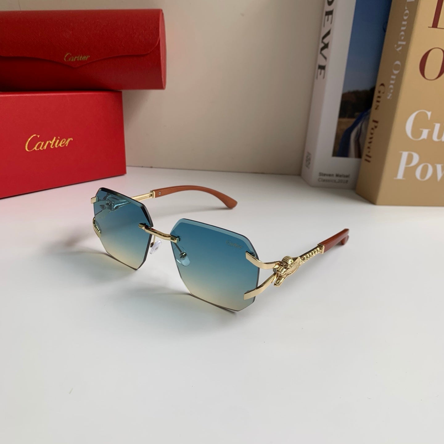 Cartier Metal Fashion Blue Lens Sunglasses for Men & Women - 465776 - detail image 2