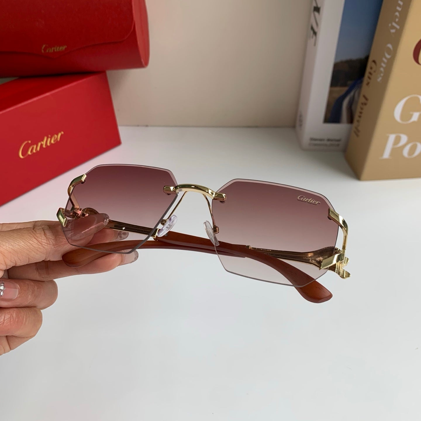 Cartier Metal Fashion Silver Lens Sunglasses for Men & Women - 465777 - detail image 3