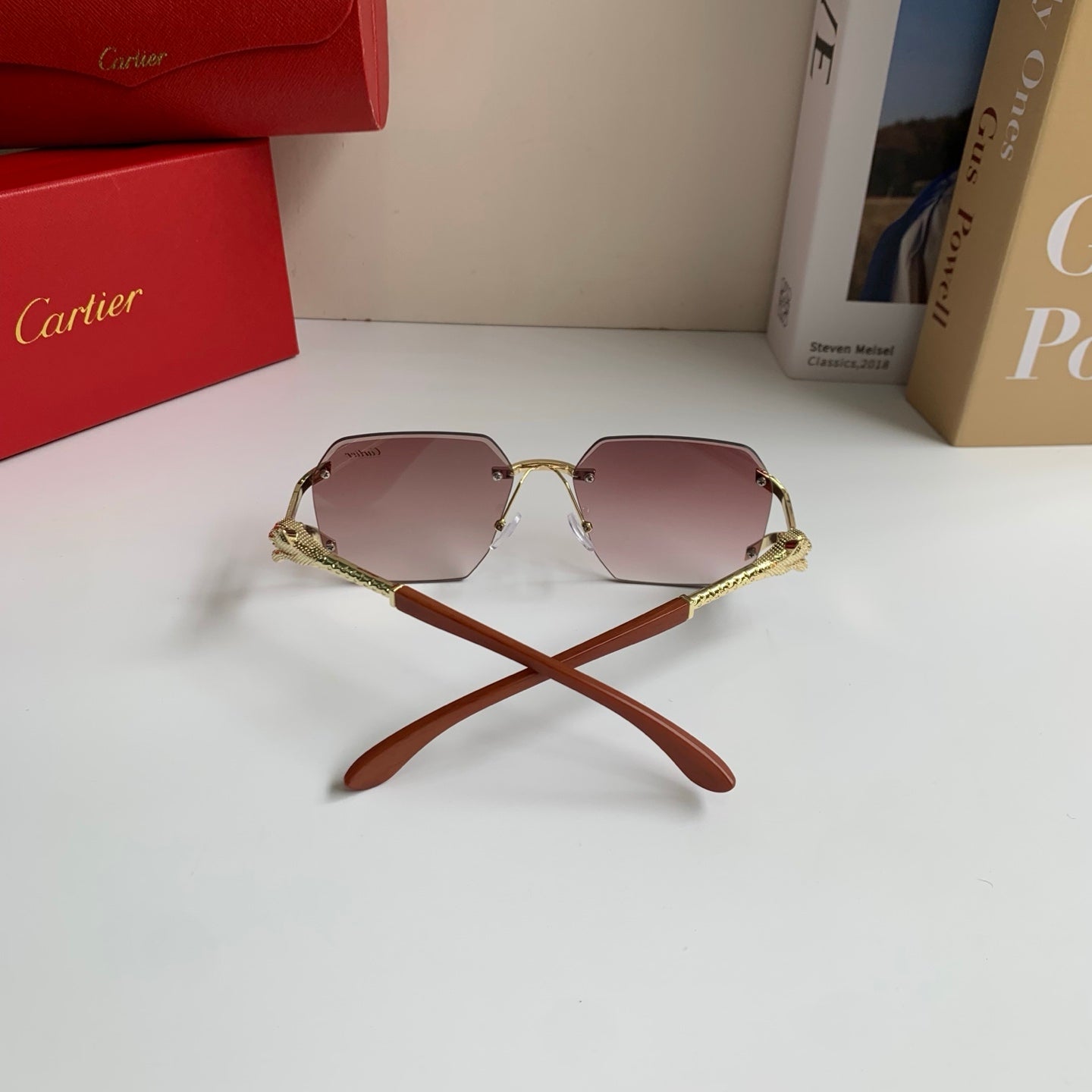 Cartier Metal Fashion Silver Lens Sunglasses for Men & Women - 465777 - detail image 6