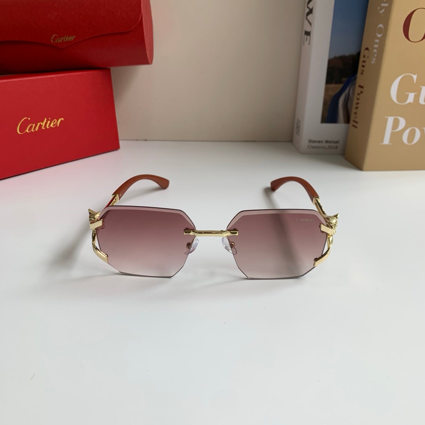 Cartier Metal Fashion Silver Lens Sunglasses for Men & Women - 465777 - detail image 5