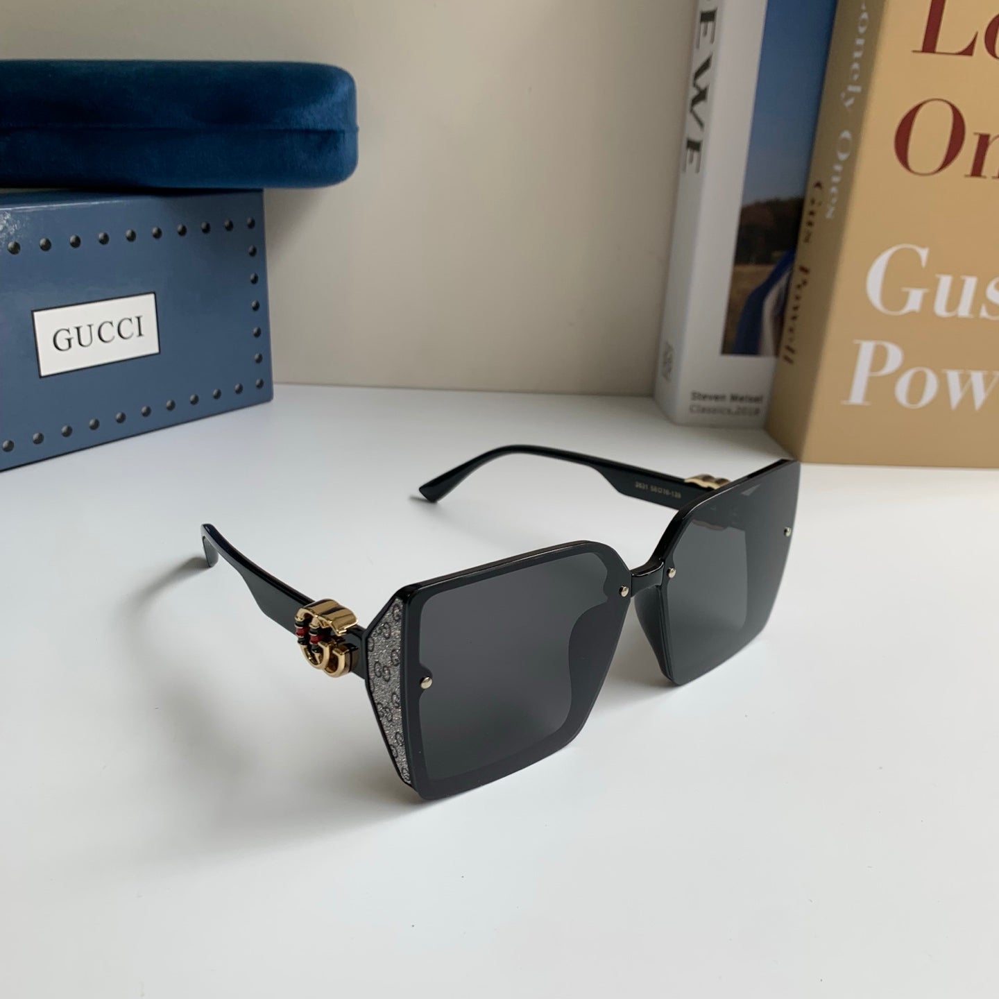 Gucci Metal Square Black Lens Sunglasses for Men & Women - 464840