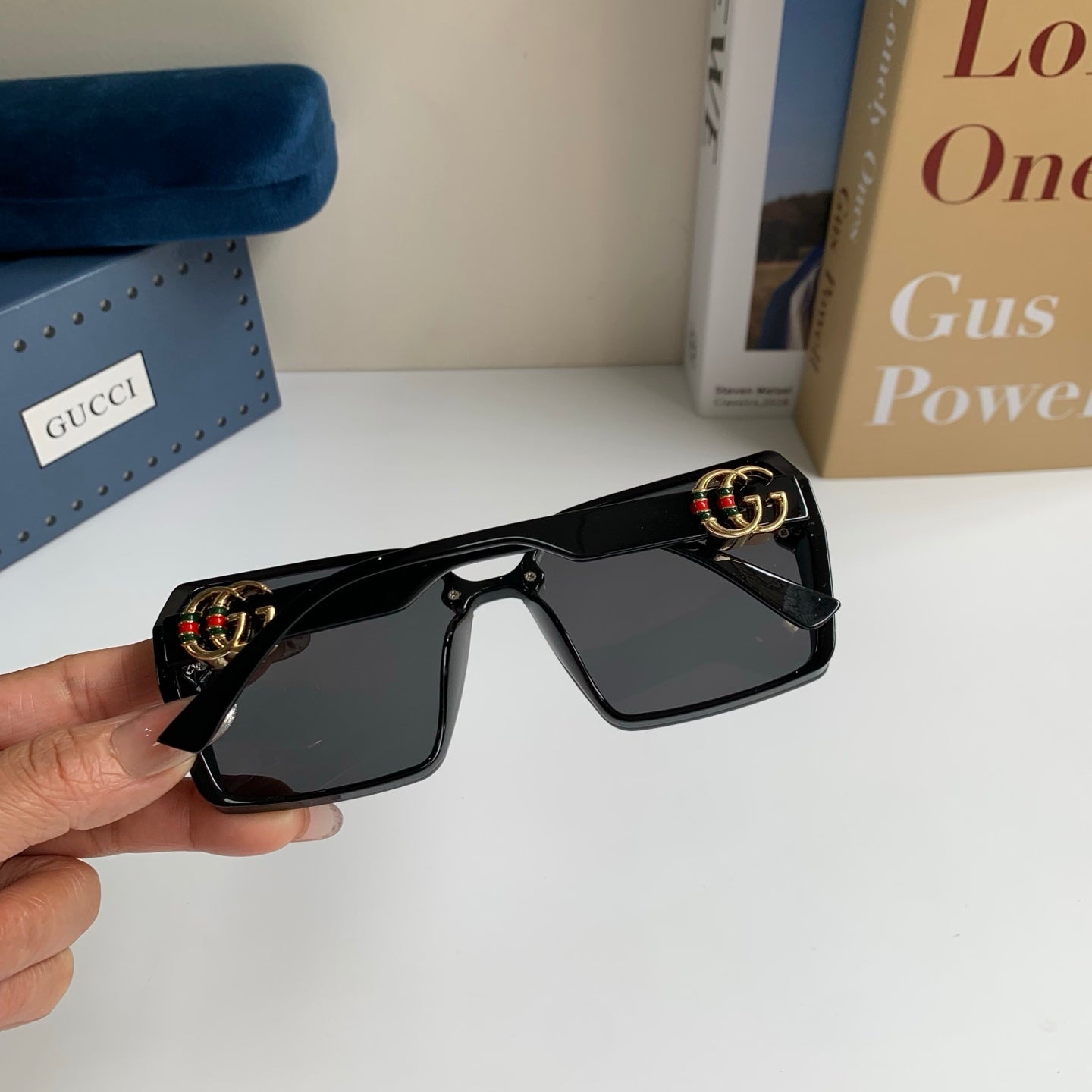 Gucci Metal Square Black Lens Sunglasses for Men & Women - 464840 - detail image 8