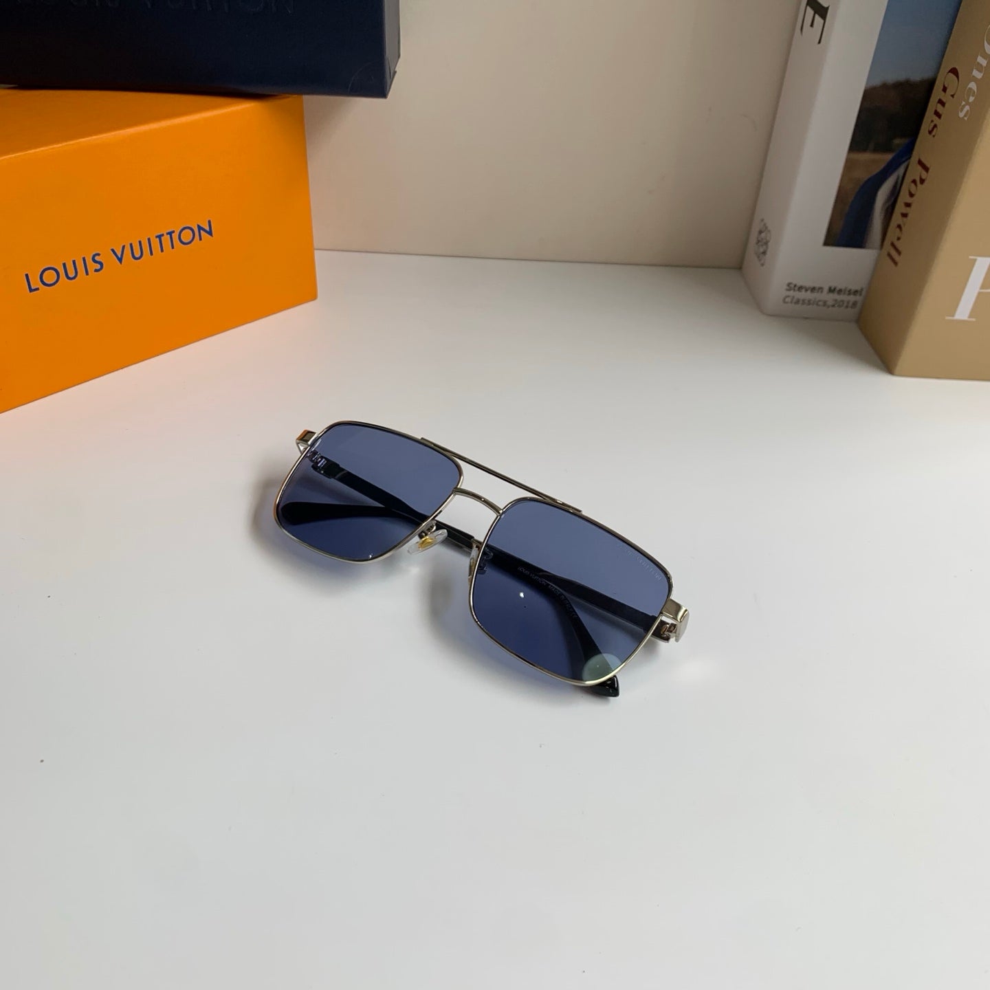 Louis Vuitton Metal Square Blue Lens Sunglasses for Men & Women - detail image 5