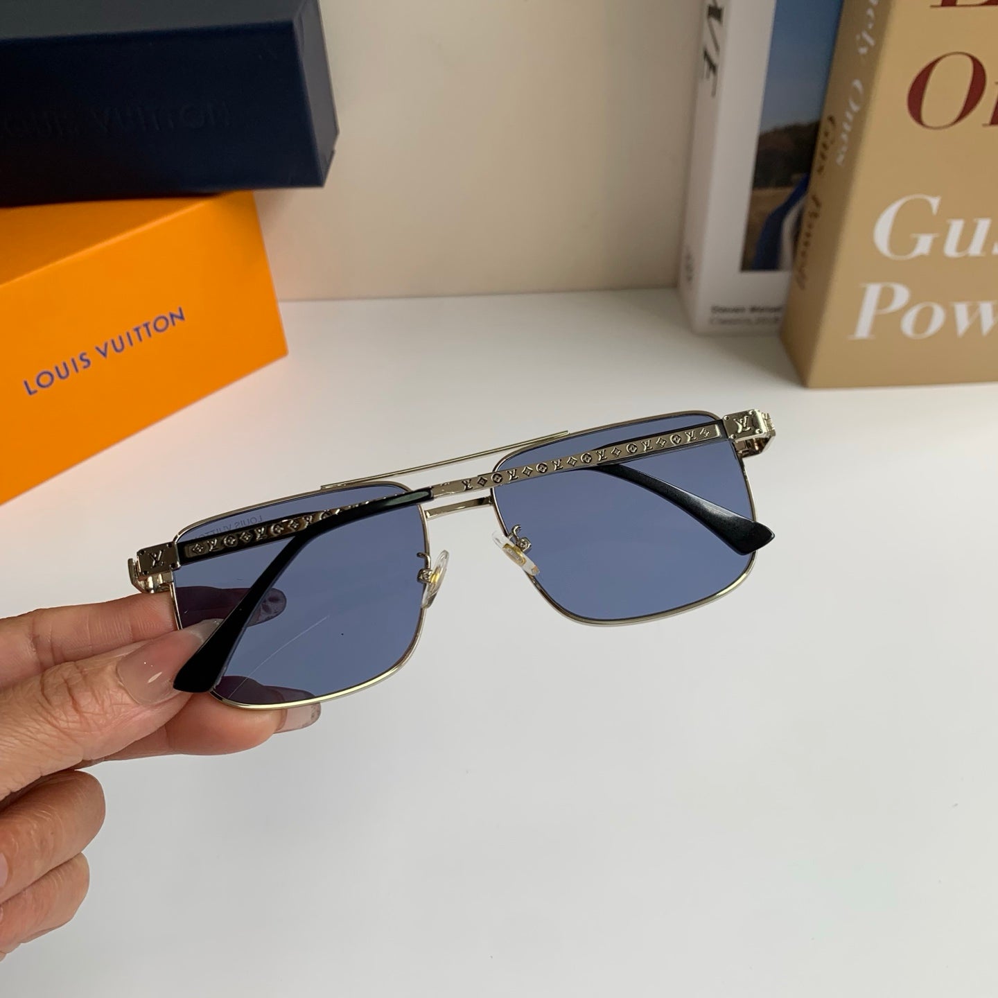 Louis Vuitton Metal Square Blue Lens Sunglasses for Men & Women - detail image 7