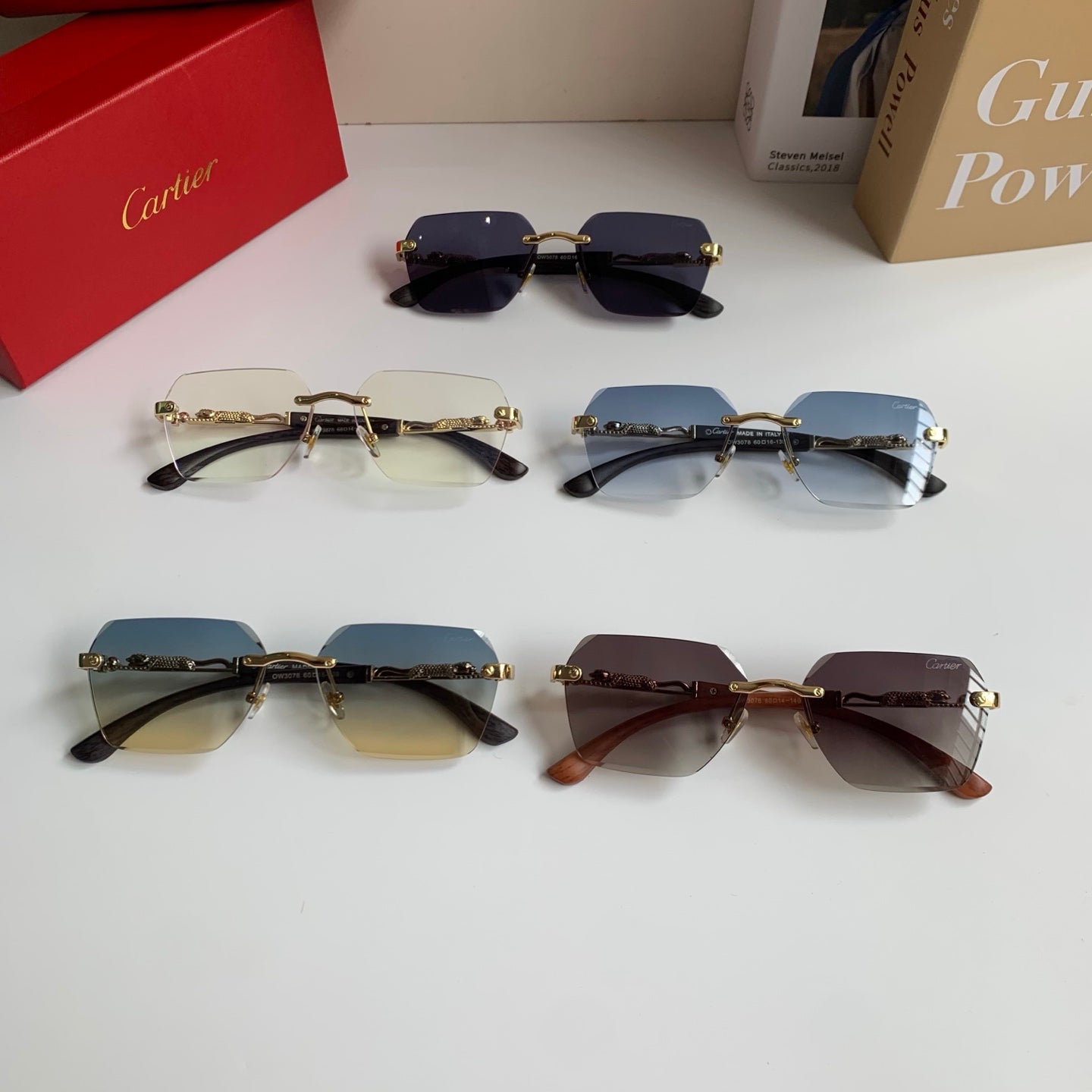 Cartier Lightweight Rimless Silver Lens Sunglasses for Men & Women - 487346 - detail image 9