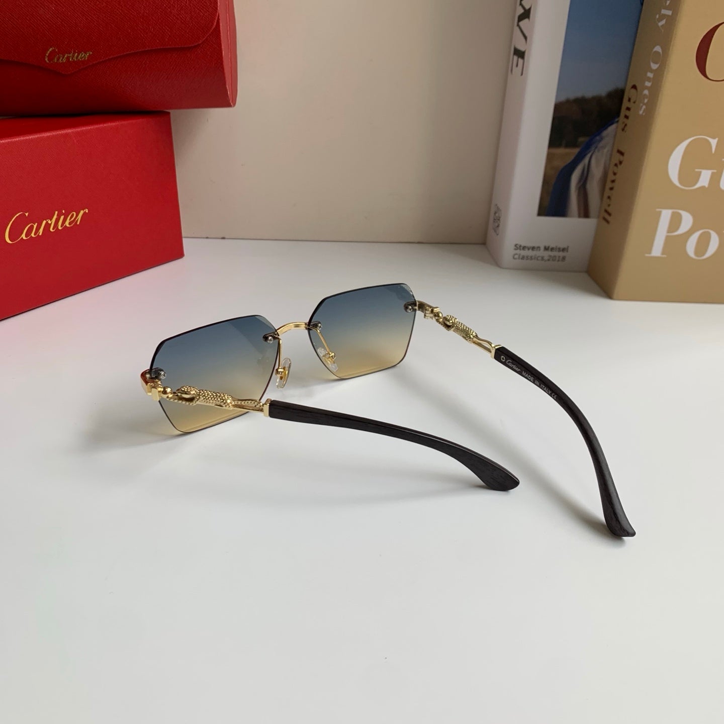 Cartier Lightweight Rimless Silver Lens Sunglasses for Men & Women - 487347 - detail image 8