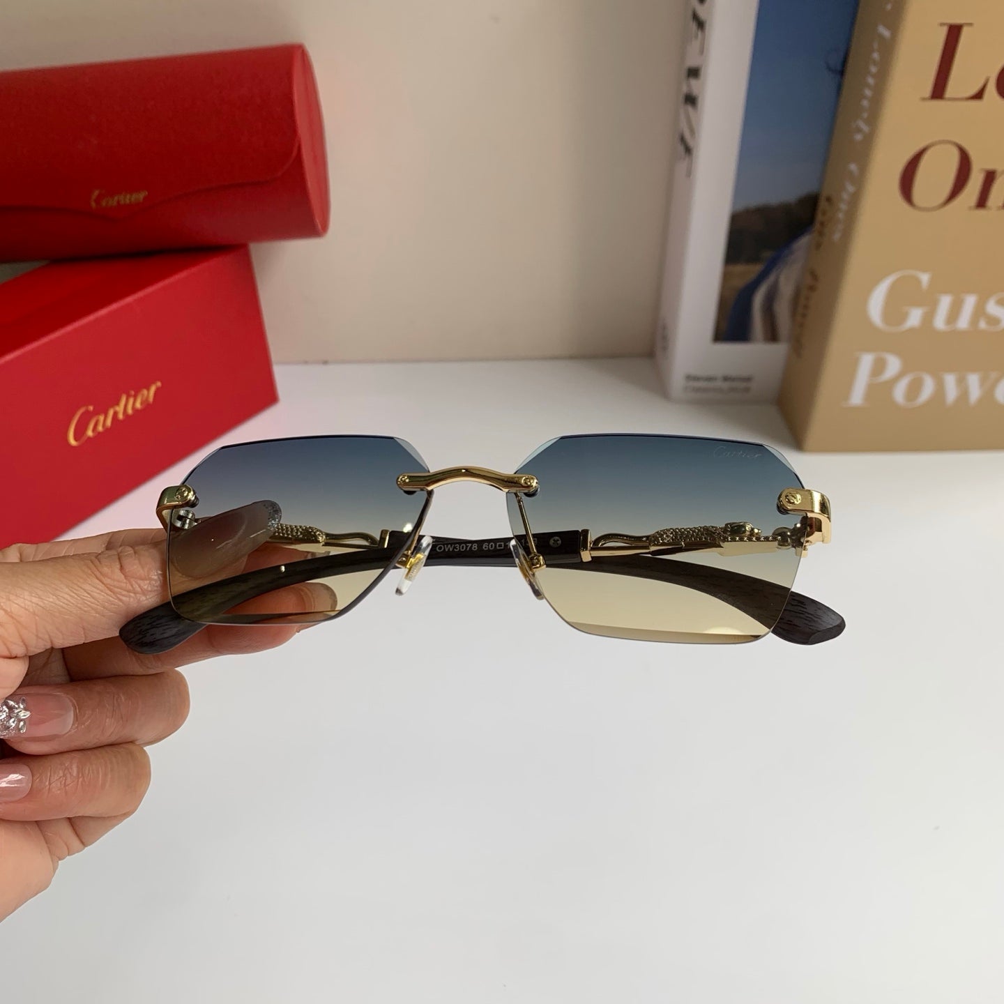 Cartier Lightweight Rimless Silver Lens Sunglasses for Men & Women - 487347 - detail image 5